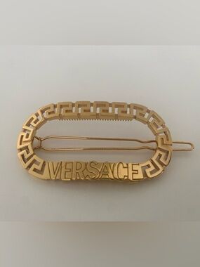 Versace Gold Greek Key Logo Hair Clip
